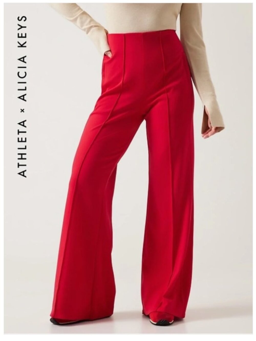 Athleta X Alicia Keys Limitless Pant Wide Leg High Waist Tropical Red 10